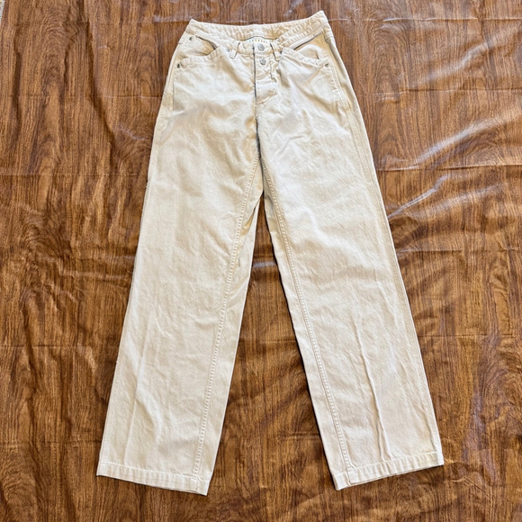 Vintage 90’s Women's Express Beige Cargo Carpenter Wide Leg Pants Size 1/2 - Picture 1 of 8